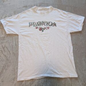 Vintage 90s Florida Hummingbirds Botanical Spell Out Vacation Souvenir T Shirt M